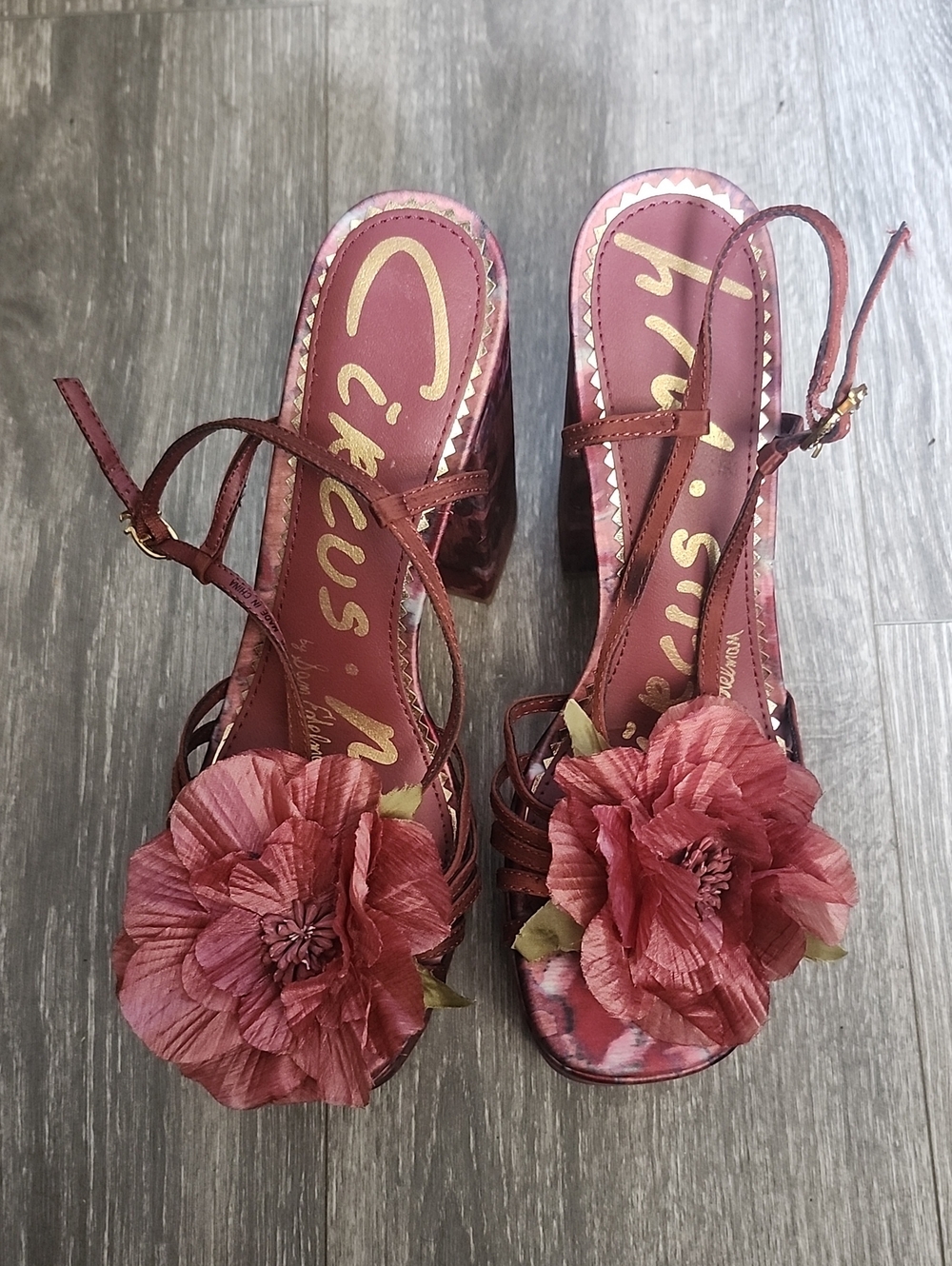 Circus by Sam Edelman Rose Floral Strap Heels - Mauve